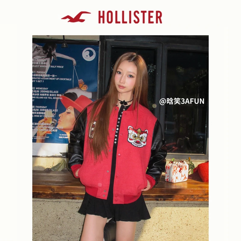 Hollister25春新款棒球夹克夹棉外套男装KI332-4144