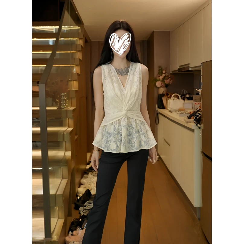 【磊磊】收腰上衣 2025年夏季新款设计感镂空露肩收腰背心女