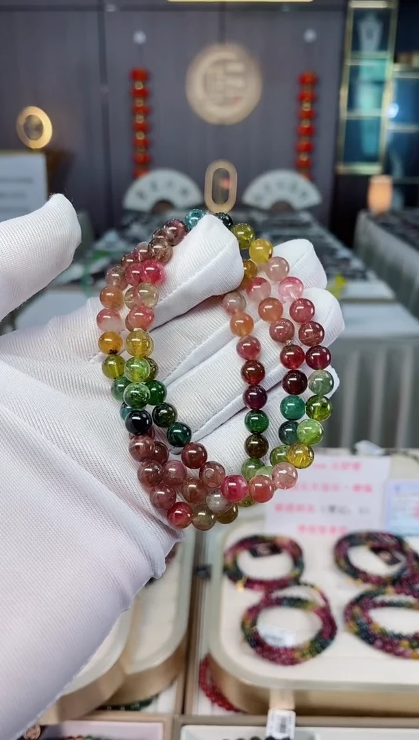 未镶嵌收藏级老矿碧玺三圈手串6mm+碧玺xion多样性发一条