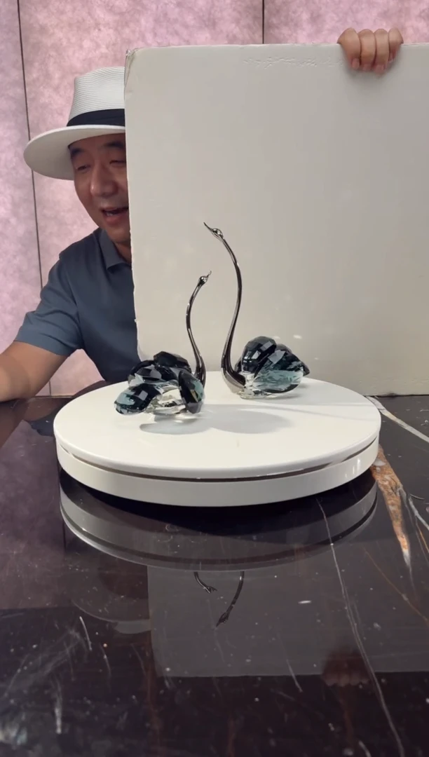 摆件CS0103050墨兰水晶天鹅一对