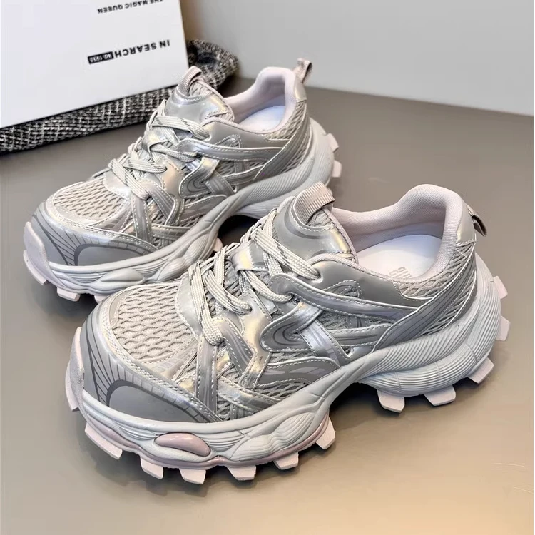 厚底老爹鞋女2025春夏新款系带百搭轻便时尚软底休闲运动鞋潮