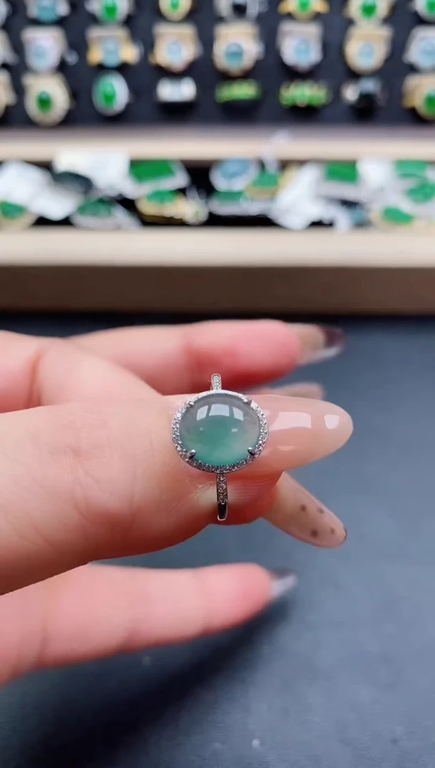 银S925镶嵌戒指翡翠1