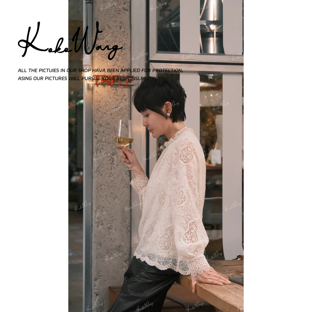 KOKOWANG 秋冬高级感气质款宝葫芦刺绣花边领百搭上衣N0685K06T43