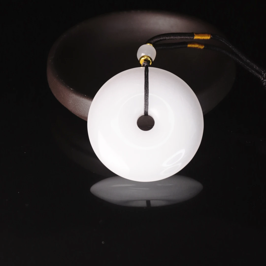 天然新疆玉石平安扣玉吊坠金丝玉挂坠无事牌玉坠真品直播间玉年货