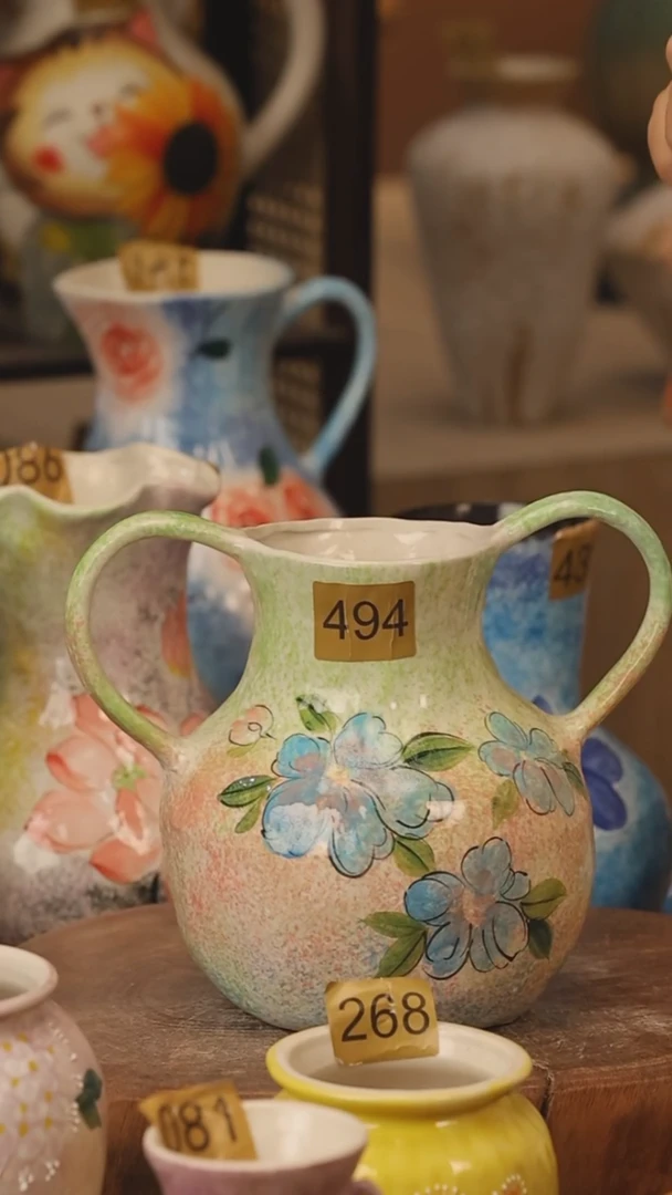 陶瓷494景德镇设计师手作花器摆件侘寂风