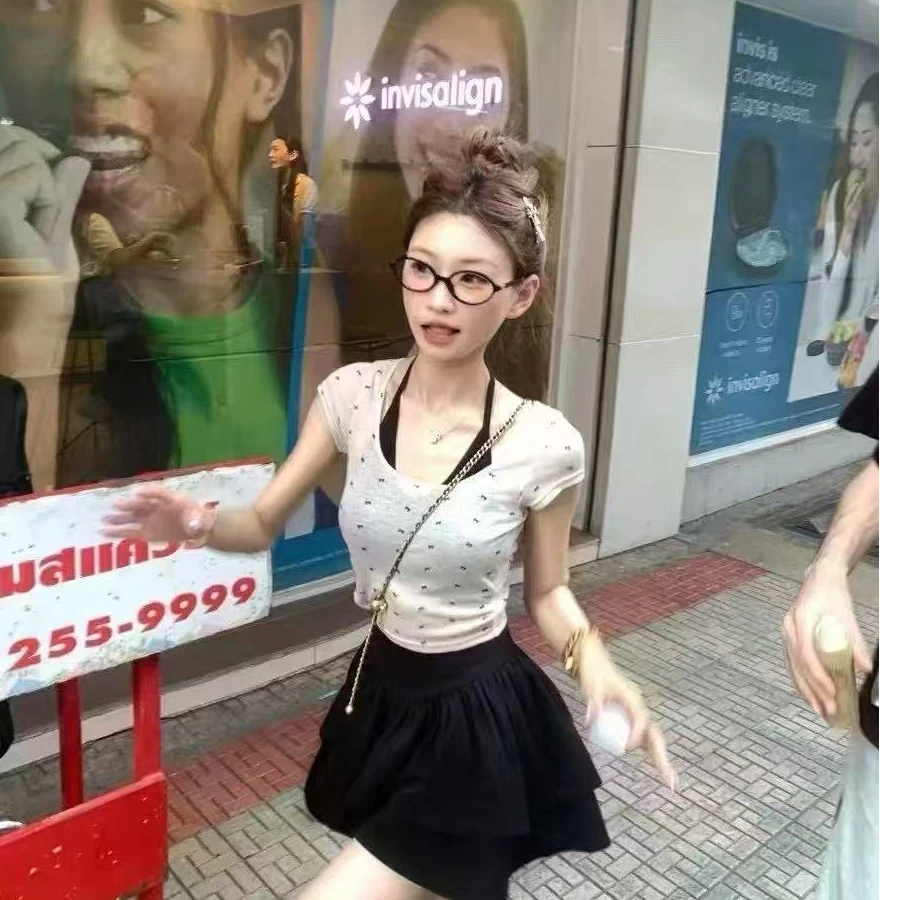 甜辣风收腰韩系时尚套装纯欲连衣裙显瘦上衣