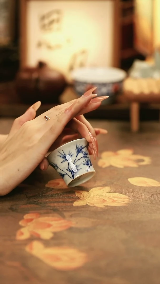 M3012/陶瓷青花竹子竹节杯