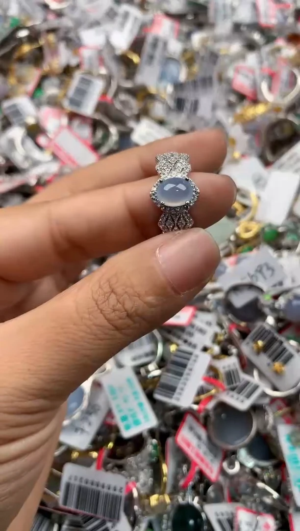 银S925镶嵌戒指翡翠7777          7