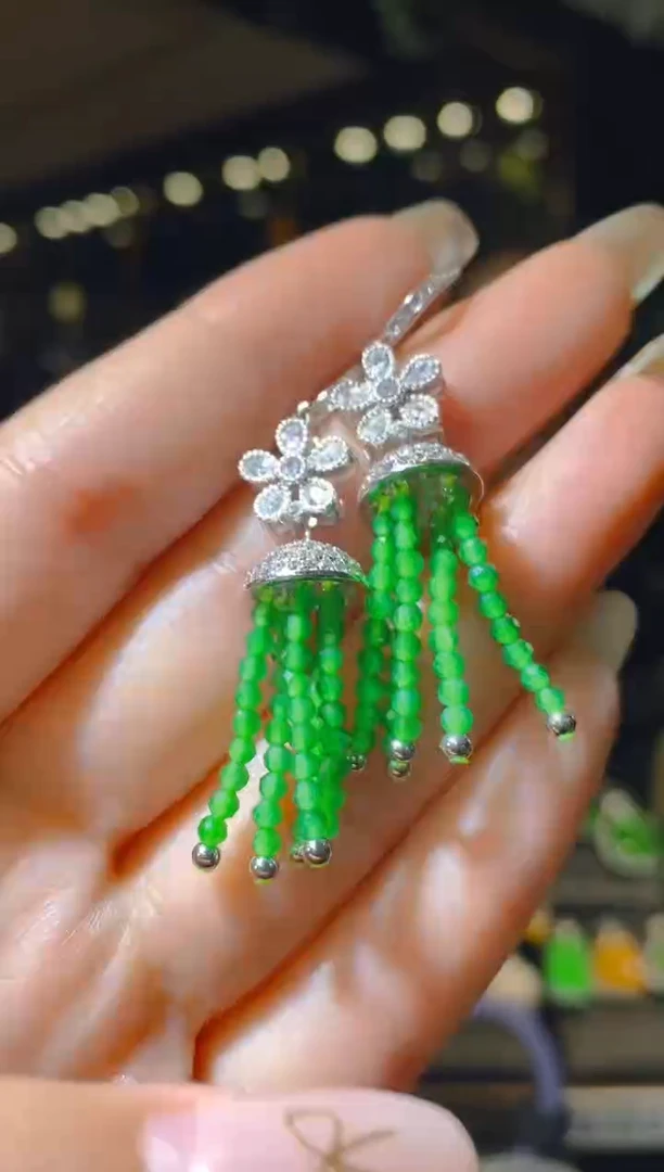 【闪购商品】翡翠耳饰银S925镶嵌009（多样性发货）