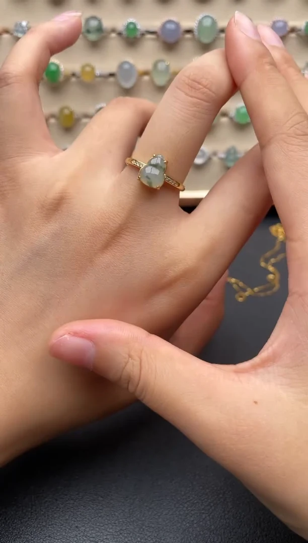 银S925镶嵌戒指翡翠一物一证一礼盒