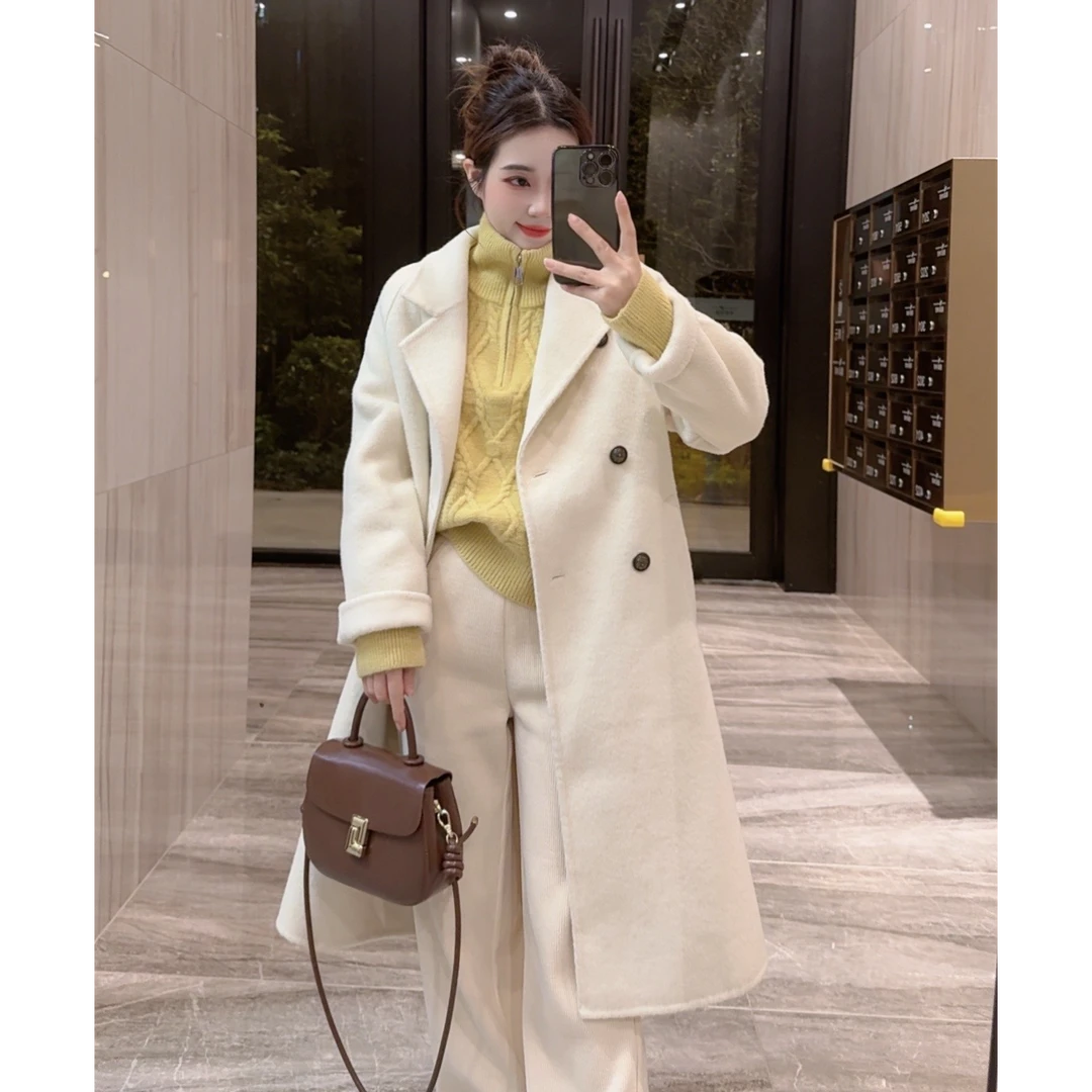 奈奈妮【棠梨煎雪】双面羊毛大衣秋冬中长款气质时尚3213