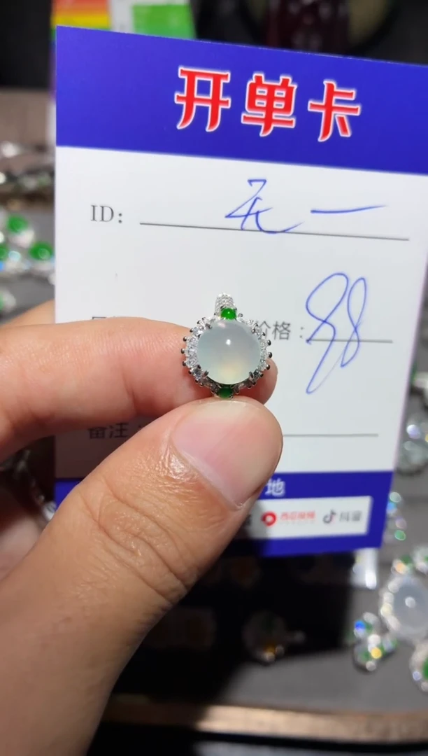 翡翠戒指银S925镶嵌无***镜敌放大镜