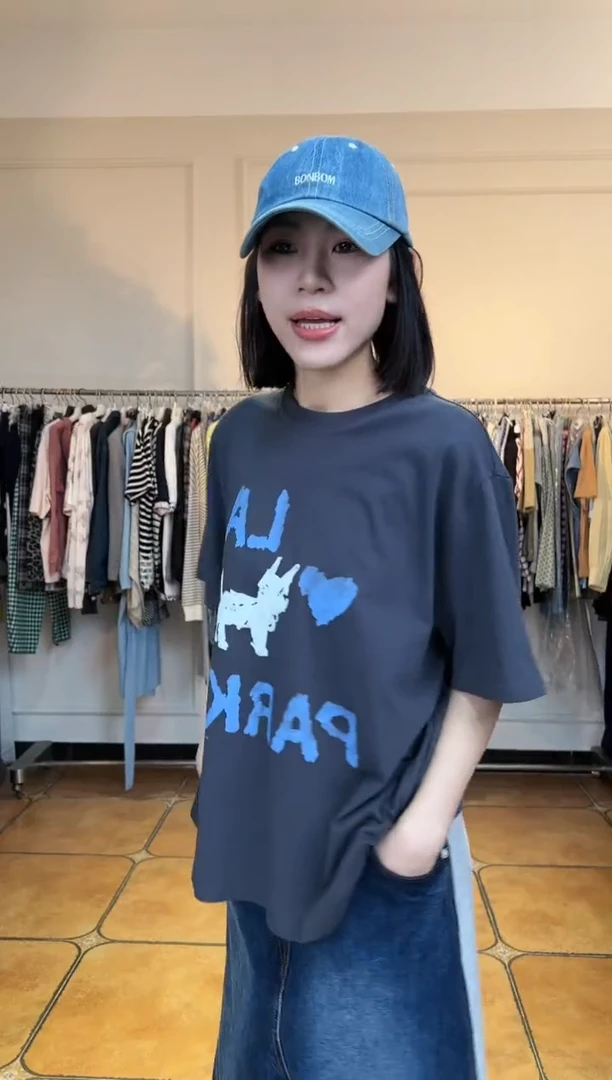 漫***7（设计师品牌）PB双拼色牛仔裙裤