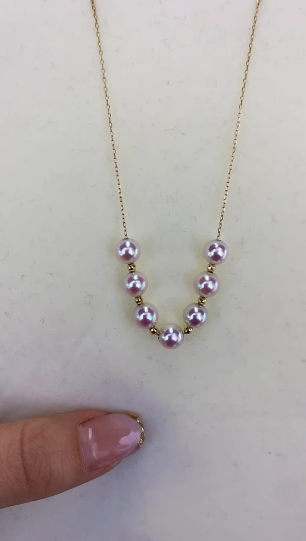 18K金镶嵌DA海水珍珠 7珠微笑链6-7  X010