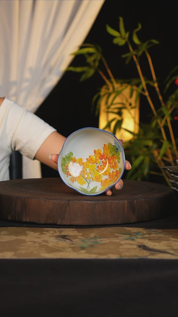 碗景德镇手工手绘高温釉下彩可进蒸箱烤箱洗碗机