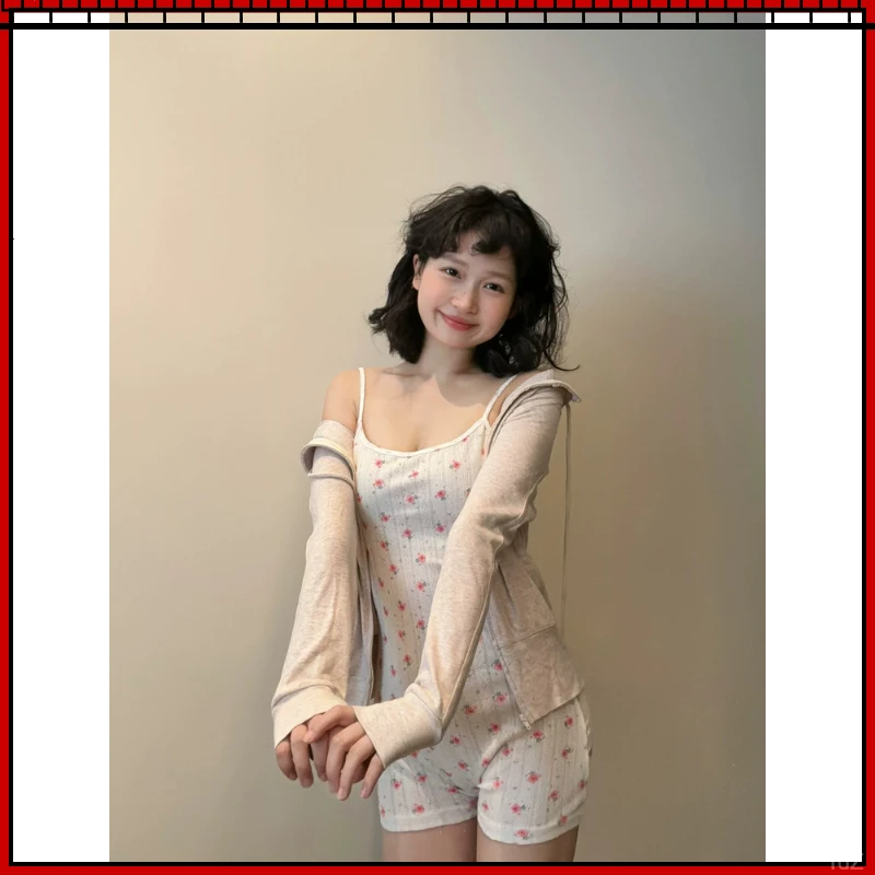 短裤连体裤女2025春秋夏季新款纯欲法式ins高腰修身居家裤包臀裙