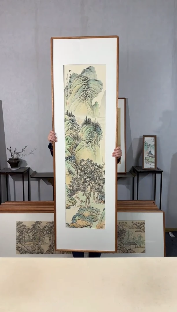 国画手绘*松荫听泉图*52*172cm