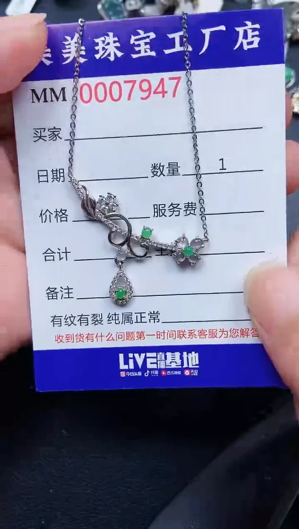 翡翠银S925镶嵌颈饰7947
