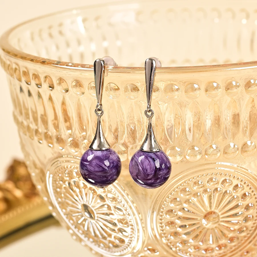 九福晶典 紫龙晶单珠耳坠(多样性发货） JFCJ9858