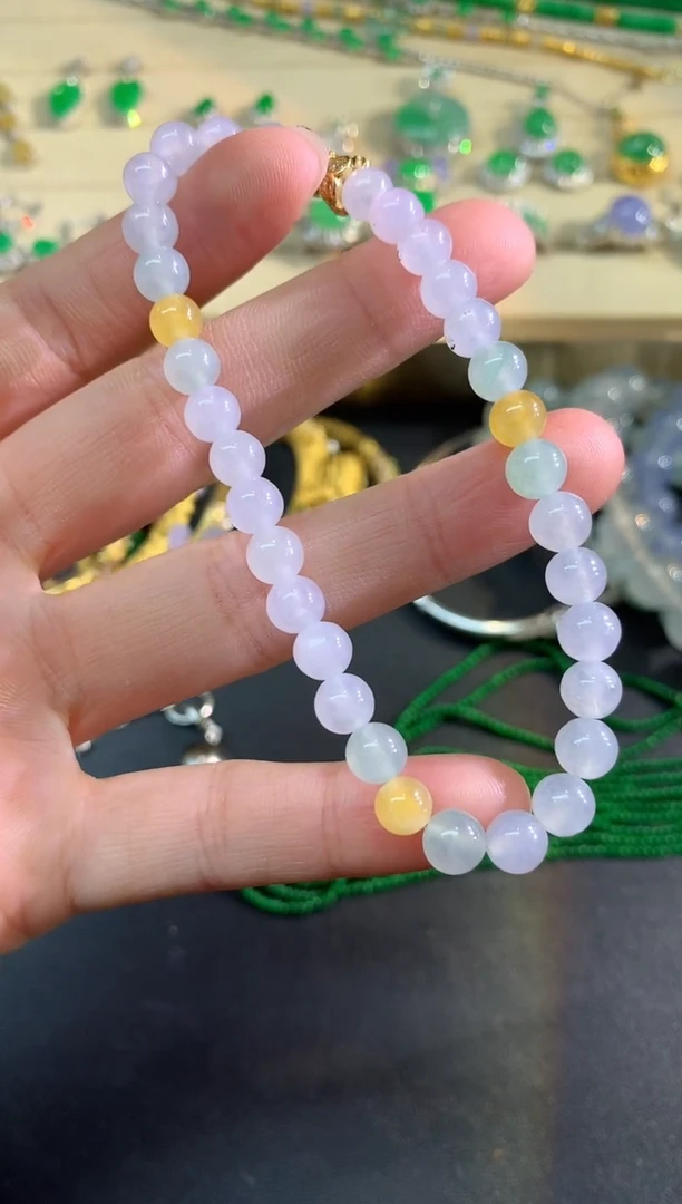 未镶嵌手串翡翠手串|500+25