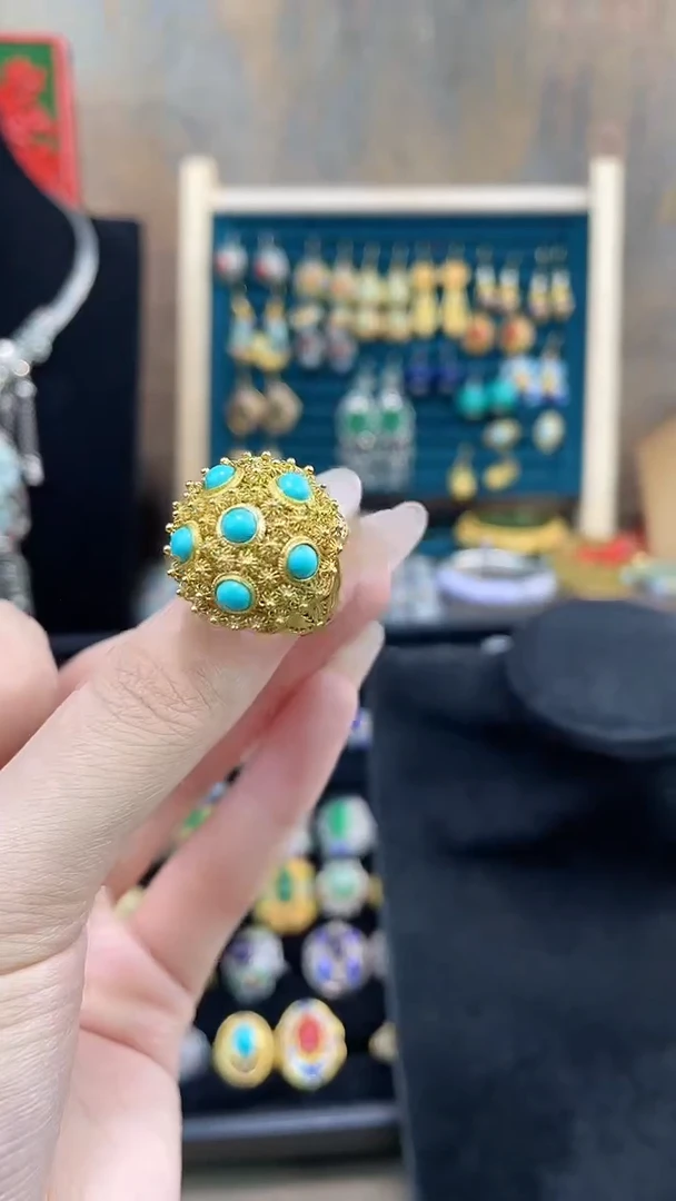 非遗手工花丝镶嵌戒指