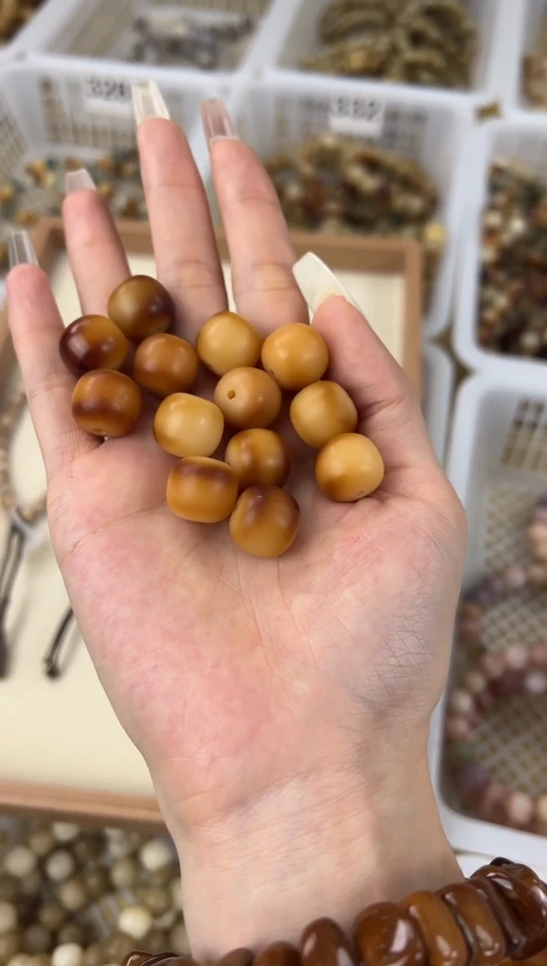 手串菩提根/象牙果卡14手工干磨桶珠手串纯色