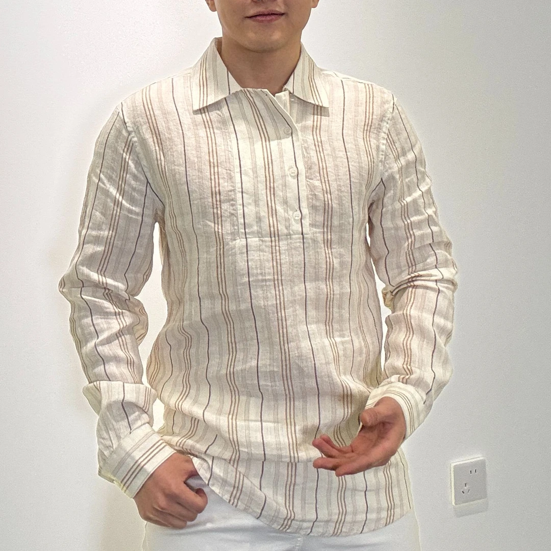 <古帝特尼>百分百亚麻春夏季新款男士不扎肉不透肉纯色衬衫DC-010