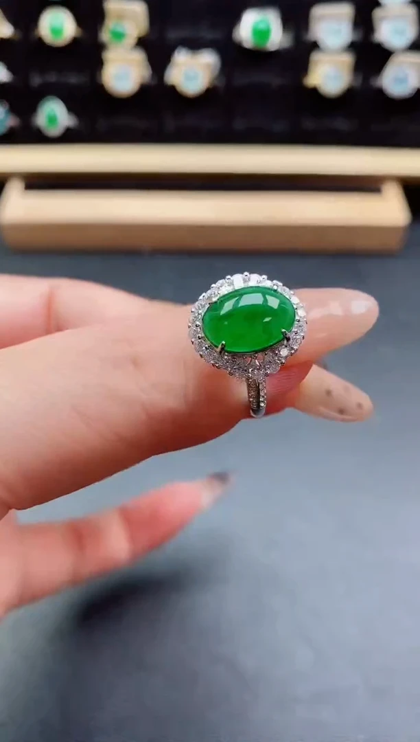 银S925镶嵌戒指翡翠1