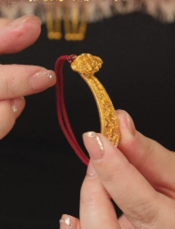 鳳喆古法錾刻精品工艺设计师款如意手绳足金婚嫁五金国风