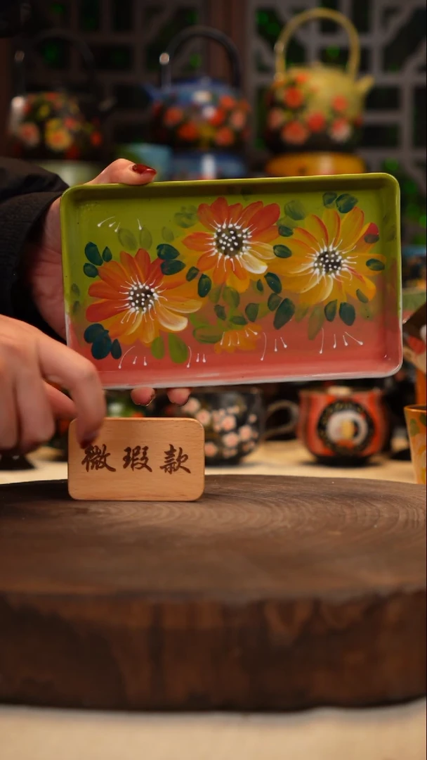 紫砂油画釉下彩手绘