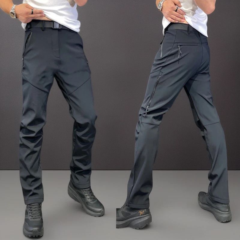 男士秋冬新款软壳冲锋裤运动户外时尚休闲裤百搭修身潮流小脚裤子