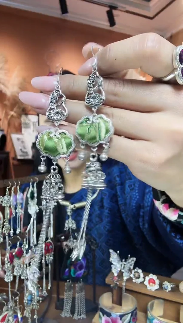 【闪购商品】刺绣传统非遗民族凤手工刺绣饰品耳环