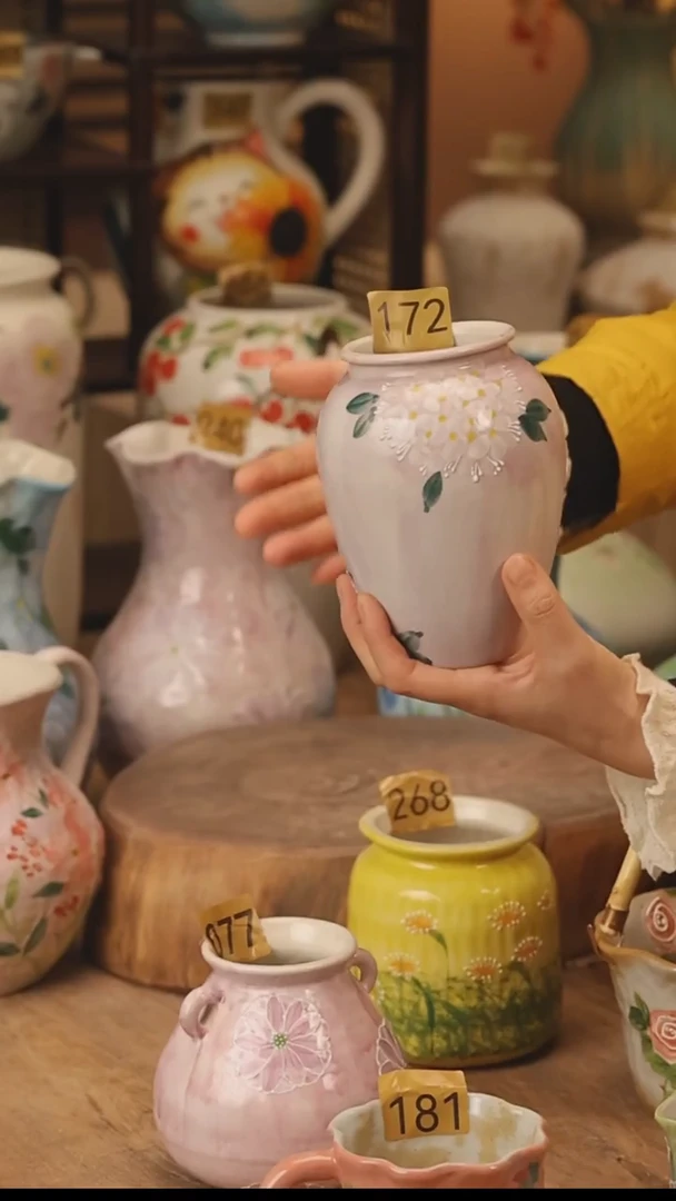 陶瓷景德镇设计师手作花器摆件侘寂风@M172@