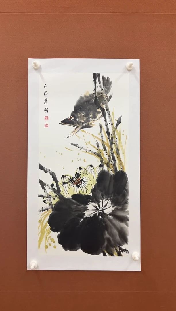 国画童建明2平尺花鸟