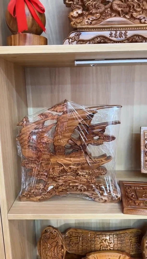 【闪购商品】桃木木雕30x30一帆风顺台屏