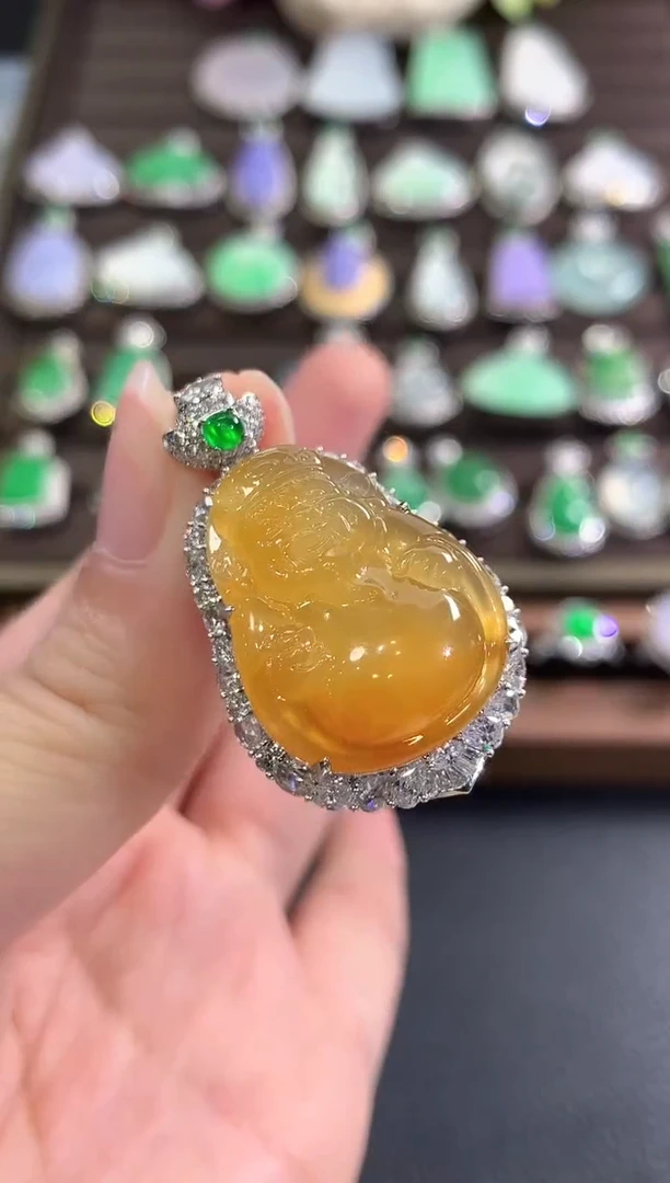 吊坠(不含链)18K金镶嵌翡翠b176