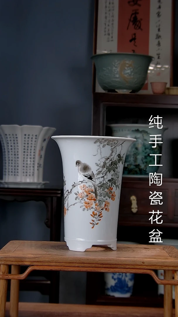 景德镇手工陶瓷花盆