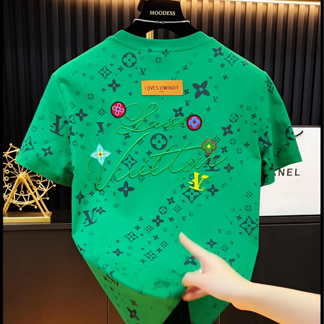 BW 圆领印花宽松型夏季拼接短袖T恤半袖修身百搭 k-283