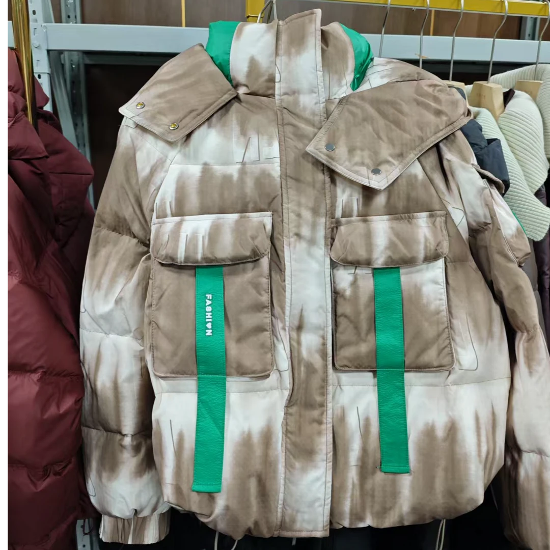 8C29拼色羽绒服连帽时尚休闲百搭