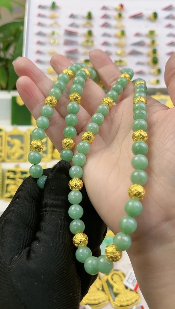 【闪购商品】翡翠项链足金镶嵌黄金翡翠项链