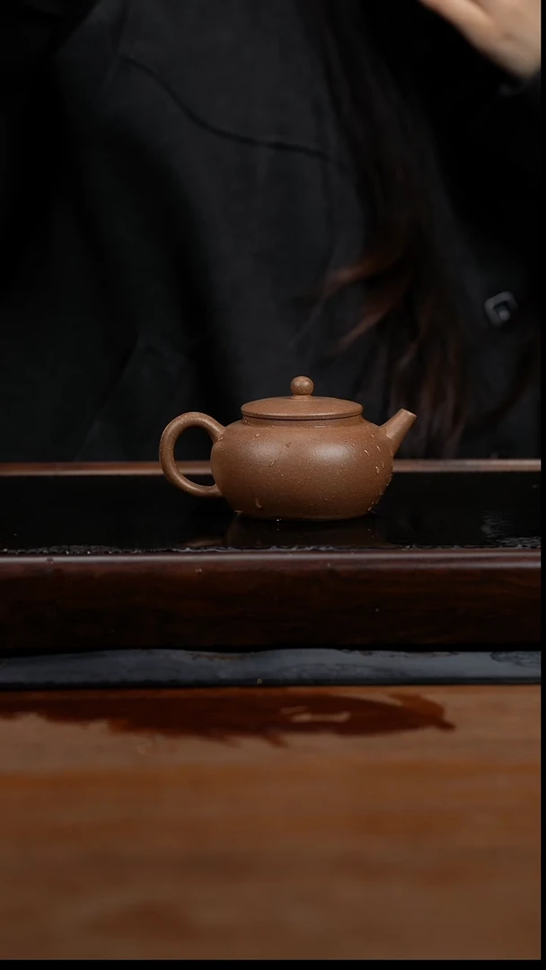 茶壶紫砂130cc黄龙山原矿段泥平盖莲子16
