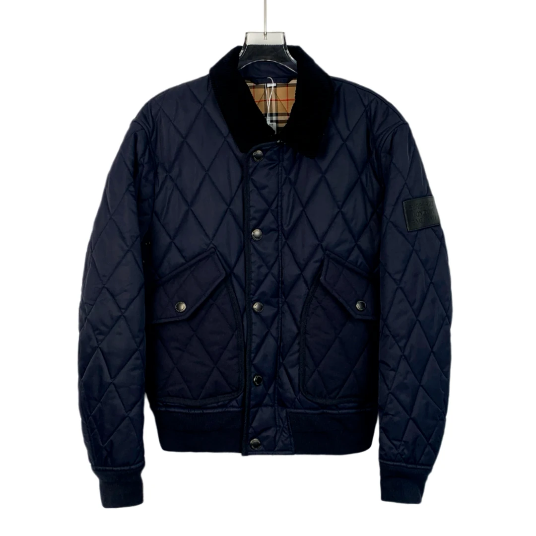 99新 BURBERRY/博柏利 X14009 藏蓝色logo棉服夹克外套 46码