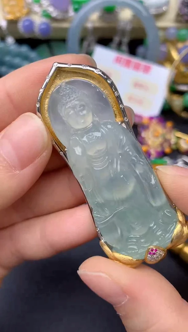 颈饰18K金镶嵌翡翠312-翡翠雪姐天天见