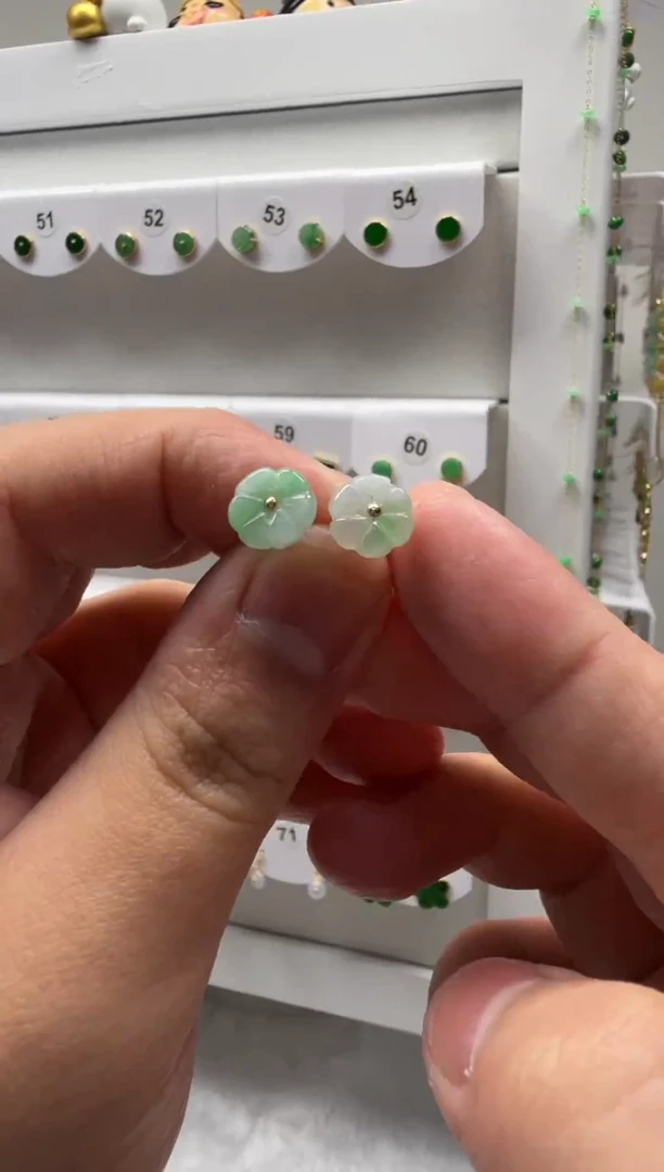 18K金镶嵌翡翠耳饰缅甸天然翡翠a货