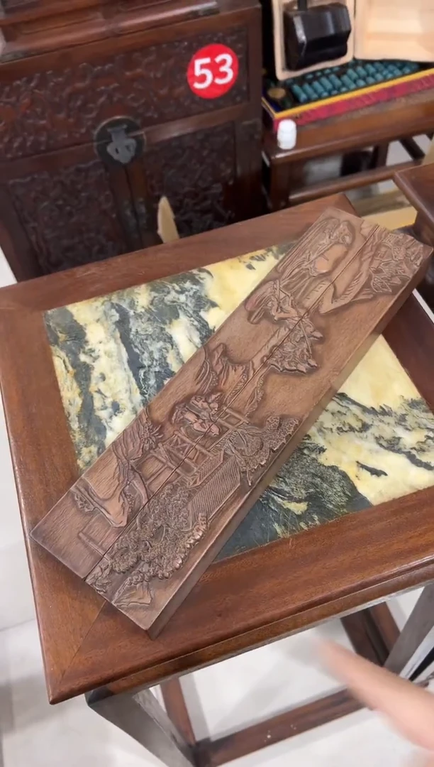 花梨木农耕图镇尺