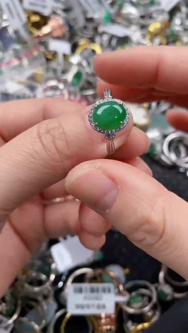 银S925镶嵌戒指翡翠222                   10