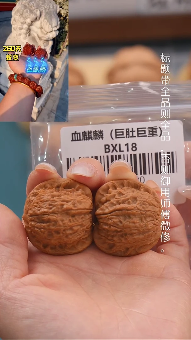 文玩核桃把件35.5血麒麟狮子头