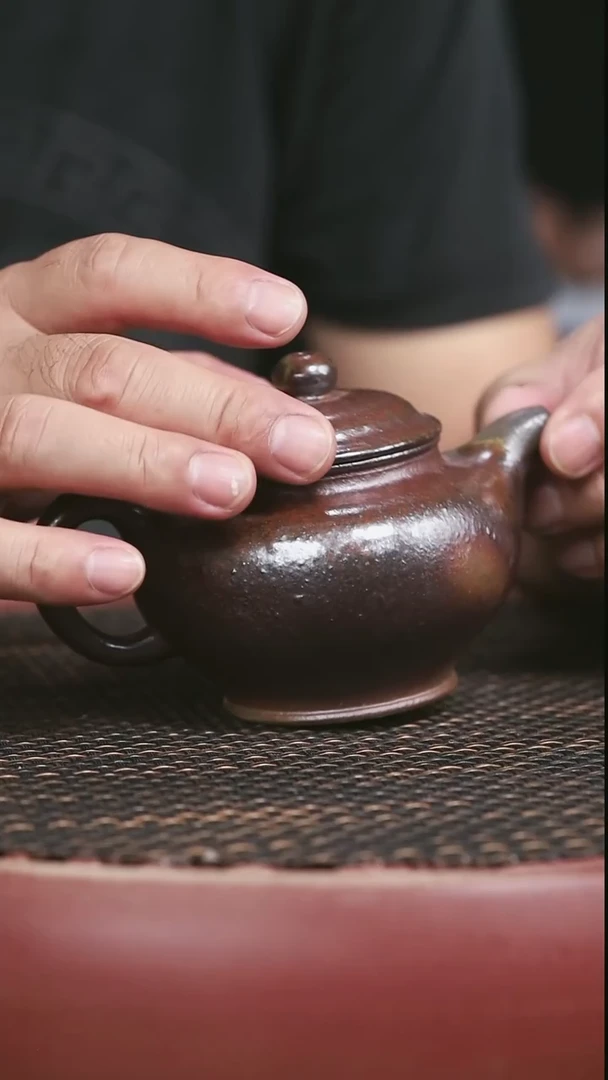 茶壶紫砂1号天青柴烧掇只200CC粗砂