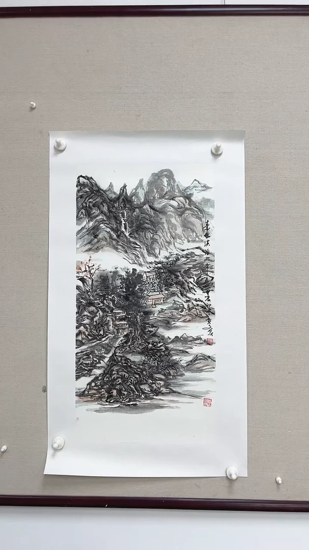 国画黄老师精品手绘山水作品 34*68