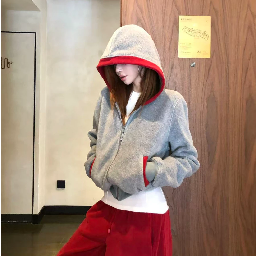 婉君【智感凝灰】冬季加厚”300g摇粒绒“休闲连帽卫衣LWJ25D4C3833